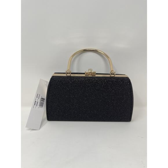 Alessia Purse Black Shimmery Gold Accents Handel New - Picture 1 of 13